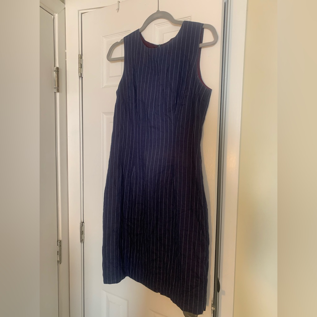 Vintage Navy Pinstripe Laura Madrigano Sheath Dress